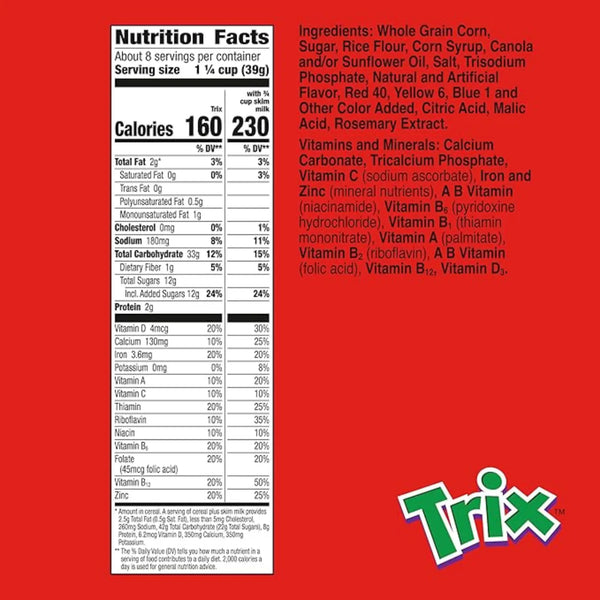 Trix Cereal 10.7oz/303g - Pack of 12