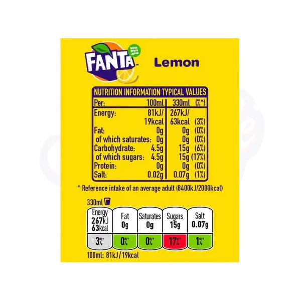 Fanta Lemon 330ml (UK) - Pack of 24 - Stateside Distribution