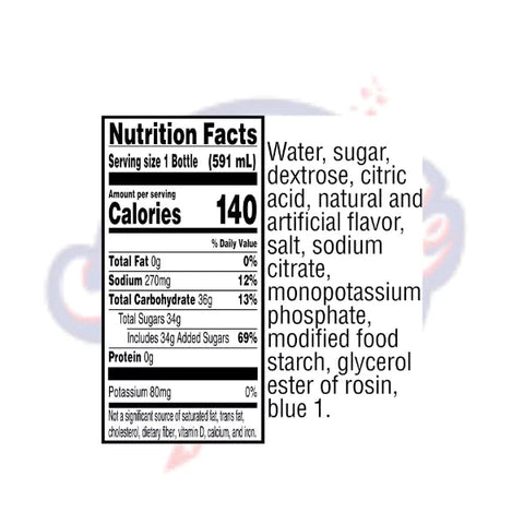 Gatorade Blue Cherry 20fl oz/591ml - Pack of 24 - Stateside Distribution