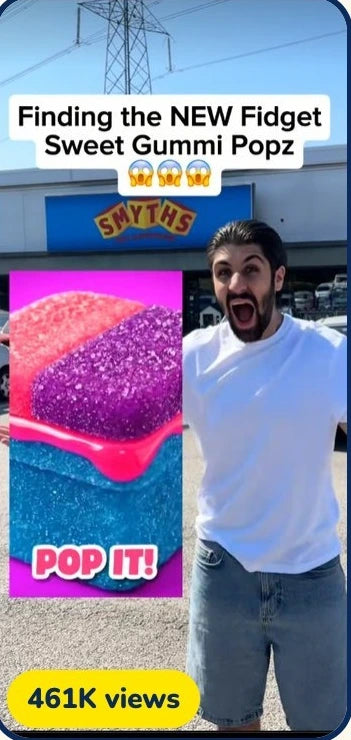 Creator demonstrating Gummi Popz popping candy