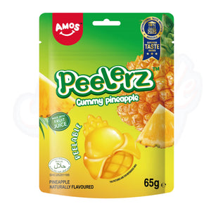 (Halal) Amos Peelerz Gummy Pineapple Peg Bag 65g - Pack of 12 - Stateside Distribution