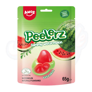 (Halal) Amos Peelerz Gummy Watermelon Peg Bag 65g - Pack of 12 - Stateside Distribution