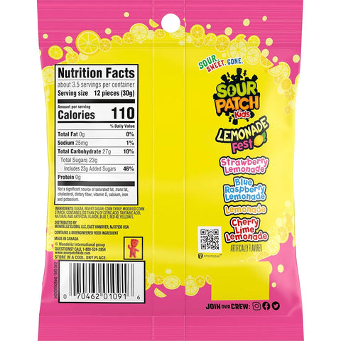 Sour Patch Kids Lemonade Fest 3.6oz/102g - Pack of 12