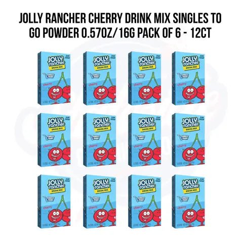 Jolly Rancher Cherry Drink Mix Singles To Go Powder 0.57oz/16g Pack of 6 - 12CT - Stateside Distribution
