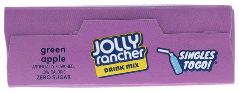 Jolly Rancher Green Apple Mix Singles To Go Powder 0.62oz/17.6g Pack of 6 - 12CT - Stateside Distribution