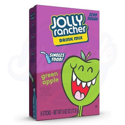 Jolly Rancher Green Apple Mix Singles To Go Powder 0.62oz/17.6g Pack of 6 - 12CT - Stateside Distribution