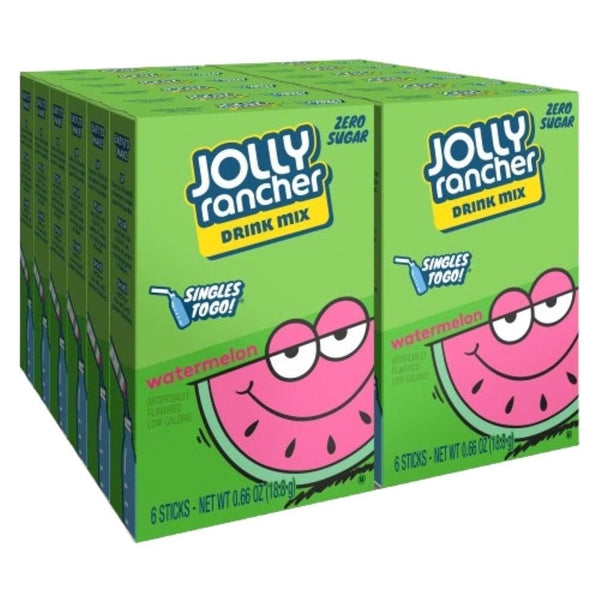 Jolly Rancher Watermelon Drink Mix Singles To Go Powder 0.66oz/18.8g Pack of 6 - 12CT - Stateside Distribution