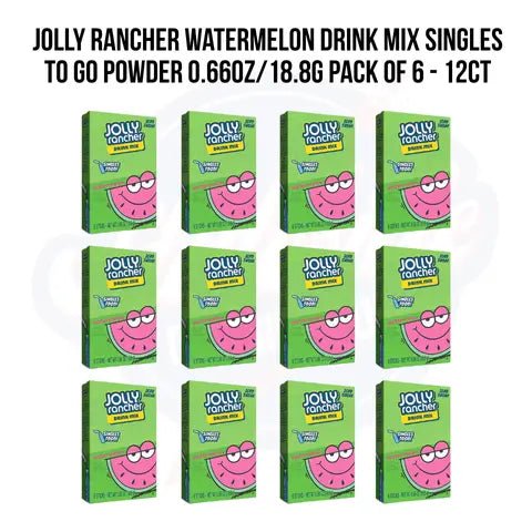 Jolly Rancher Watermelon Drink Mix Singles To Go Powder 0.66oz/18.8g Pack of 6 - 12CT - Stateside Distribution