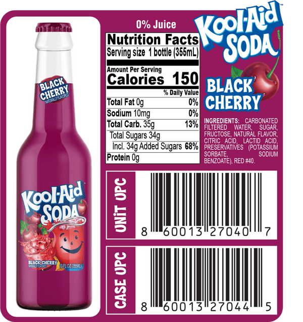 Kool Aid Black Cherry Soda 355ml - Pack of 12 - Stateside Distribution