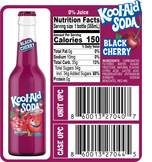 Kool Aid Black Cherry Soda 355ml - Pack of 12 - Stateside Distribution