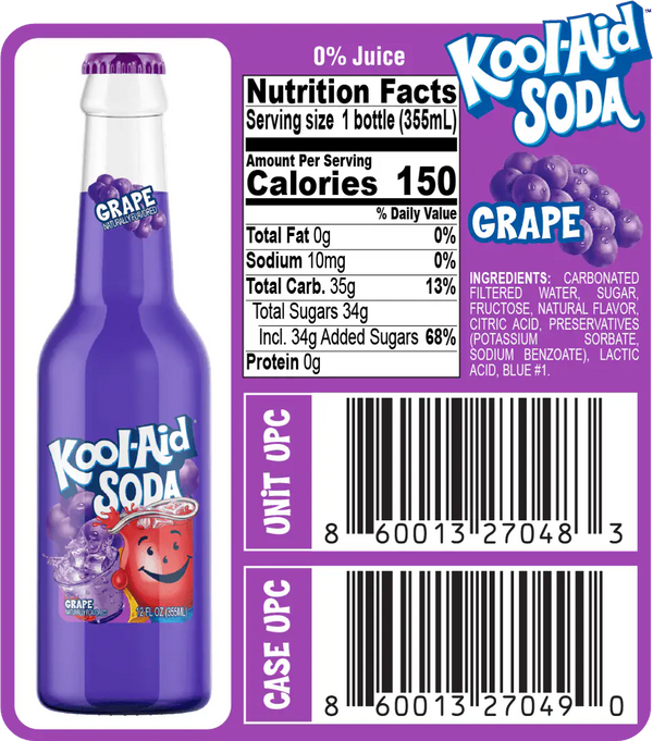 Kool Aid Grape Soda 355ml - Pack of 12 - Stateside Distribution