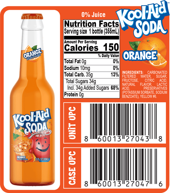 Kool Aid Orange Soda 355ml - Pack of 12 - Stateside Distribution
