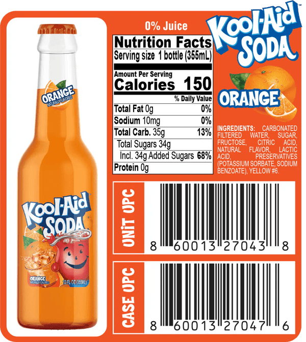 Kool Aid Orange Soda 355ml - Pack of 12 - Stateside Distribution