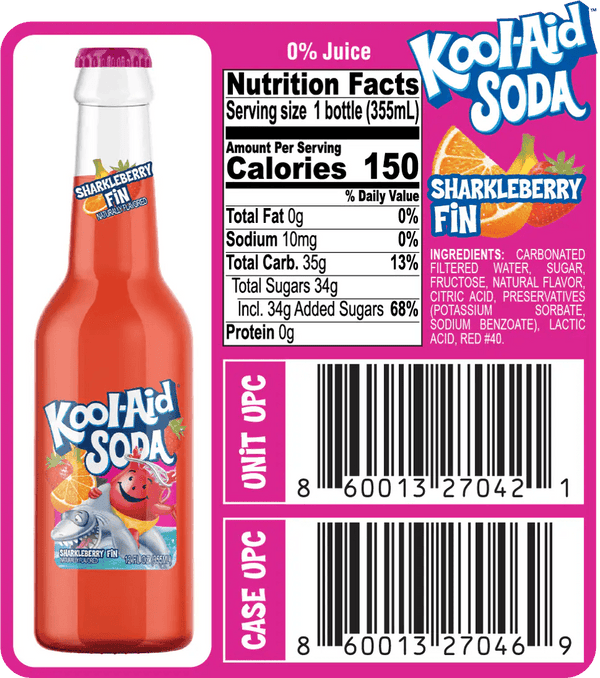 Kool Aid Sharkleberry Fin Soda 355ml - Pack of 12 - Stateside Distribution