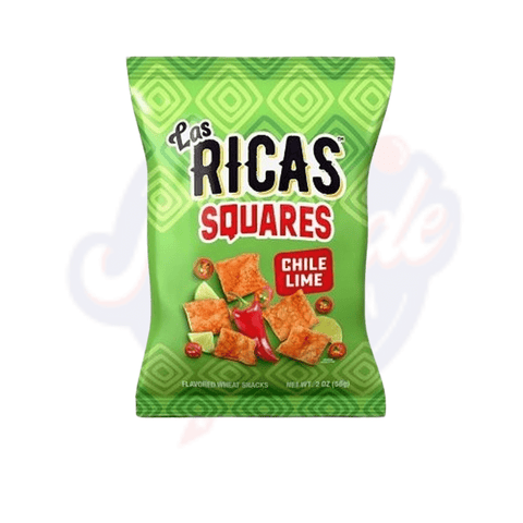 Las Ricas Chile Lime Squares Authentic Hispanic Puffed Snacks 2oz/56g - Pack of 6 - Stateside Distribution