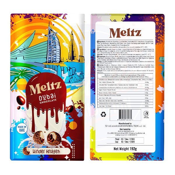 Meltz Dubai Chocolate Kinder Knafeh 192g - Pack of 6 - Stateside Distribution