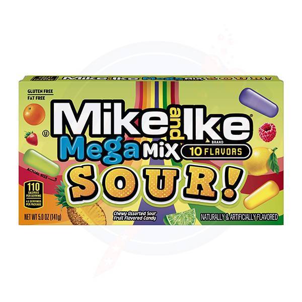 Mike and Ike Mega Mix Sours 4.25oz/120.4g - Pack of 12 - Stateside Distribution