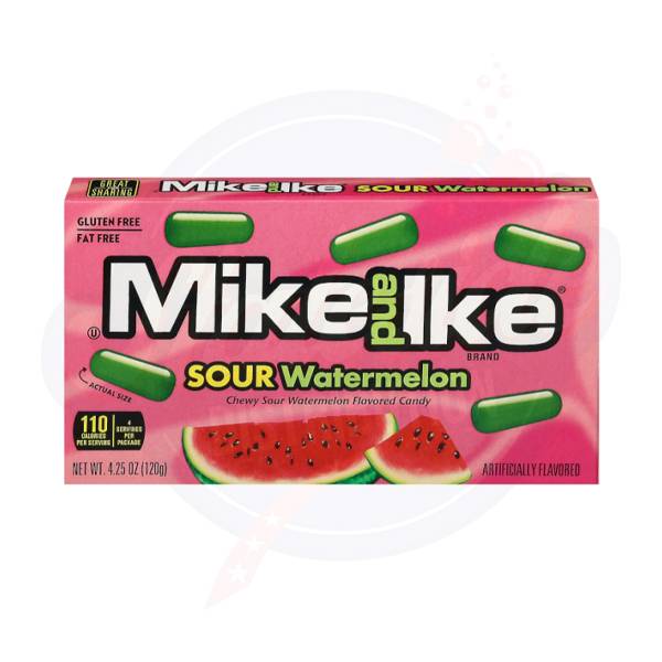 Mike and Ike Sour Watermelon Chewy Candy 4.25oz/120.4g - Pack of 12 - Stateside Distribution
