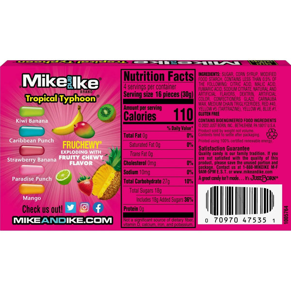 Mike and Ike Tropical Typhoon 4.25oz/120.4g - Pack of 12 - Stateside Distribution