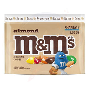 M&M's Almond Stand Up Pouch 8.6oz/244g - Pack of 8 - Stateside Distribution