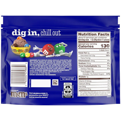 M&M's Caramel Stand Up Pouch 9.05oz/256.5g - Pack of 8 - Stateside Distribution