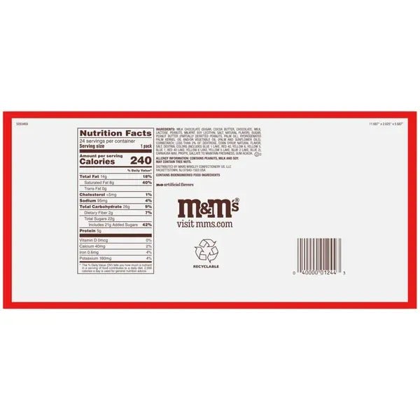 M&M'S Peanut Butter 1.63oz/46.2g - Pack of 24 - Stateside Distribution