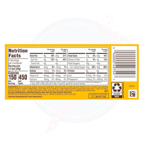 M&M'S Peanut Chocolate Candy Theatre Box 3.1 oz/87.9g - Pack of 12 - Stateside Distribution