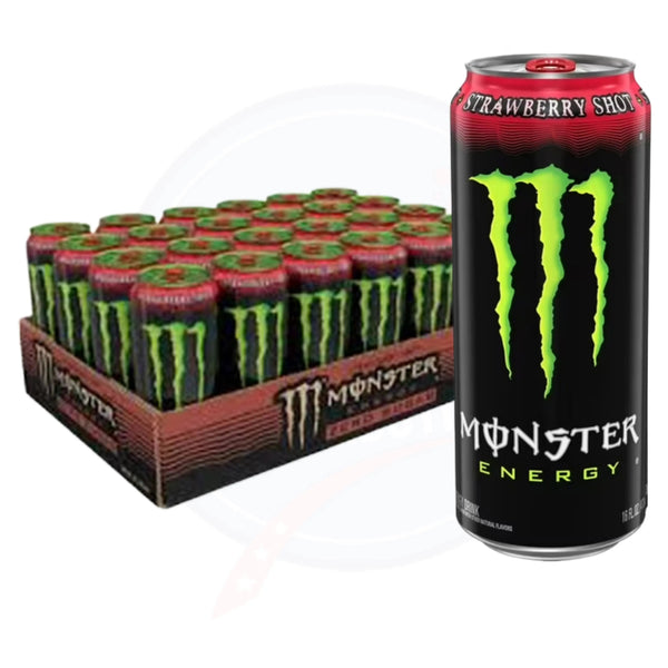 Monster Energy Strawberry Shot 16 fl oz/473ml - Pack of 24 - Stateside Distribution