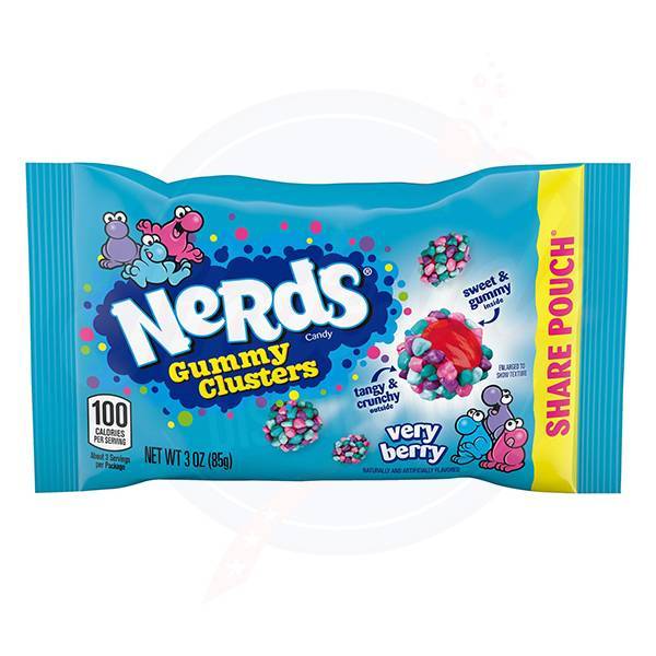 Nerds Gummy Clusters Very Berry Share Pouch 3oz/85g - Pack of 12 - Stateside Distribution