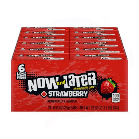 Now and Later Strawberry 0.93oz/26g - Pack of 24 - Stateside Distribution
