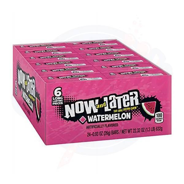 Now and Later Watermelon 0.93oz/26g - Pack of 24 - Stateside Distribution