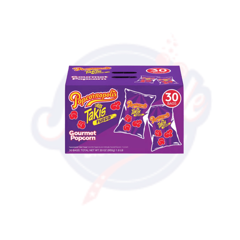 Popcornopolis Gourmet Takis Fuego Popcorn 1oz/28g - Pack of 30 - Stateside Distribution