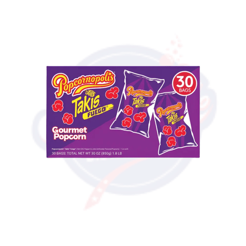Popcornopolis Gourmet Takis Fuego Popcorn 1oz/28g - Pack of 30 - Stateside Distribution