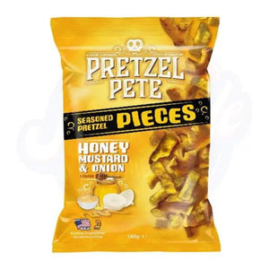 Pretzel Pete Honey Mustard & Onion Pretzel Pieces 160g - Pack of 8 - Stateside Distribution