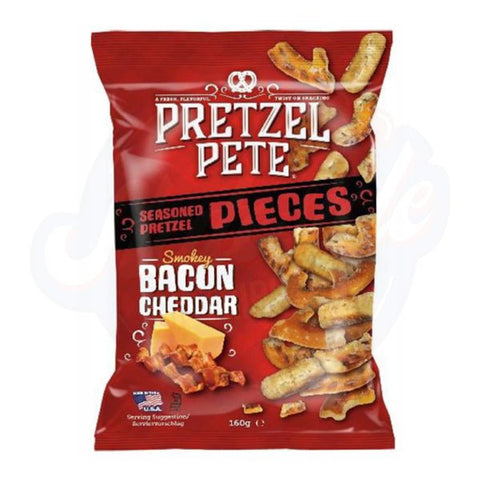 Pretzel Pete Smoky Bacon & Cheddar Pretzel Pieces 160g - Pack of 8 - Stateside Distribution