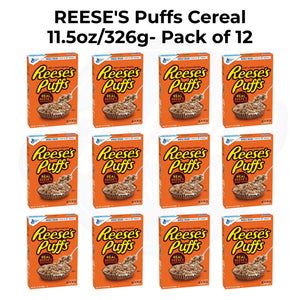 REESE'S Puffs Cereal 11.5oz/326g- Pack of 12 - Stateside Distribution
