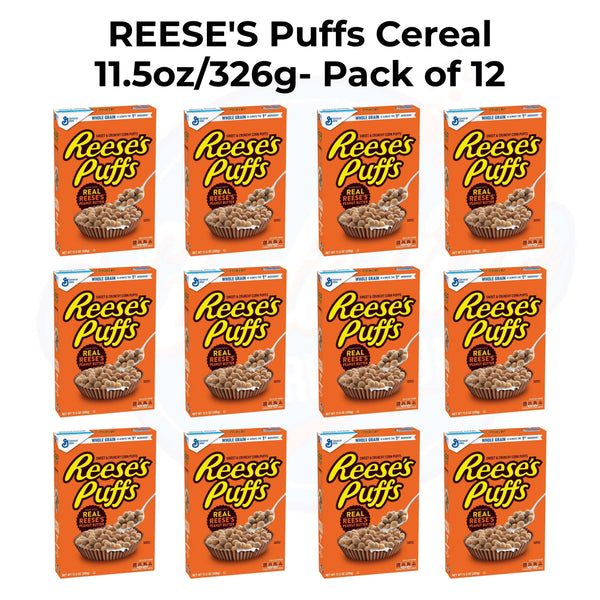 REESE'S Puffs Cereal 11.5oz/326g- Pack of 12 - Stateside Distribution