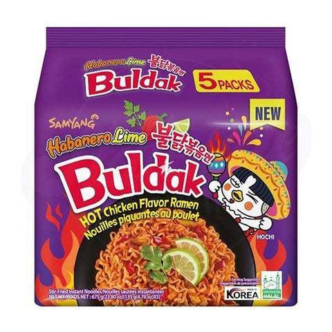 Samyang Habanero Lime Hot Chicken Flavour Ramen Noodles 4.76oz/135g - Pack of 5 x 8 (BBD: 03/03/2025) - Stateside Distribution