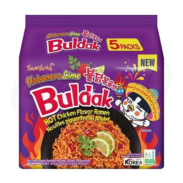 Samyang Habanero Lime Hot Chicken Flavour Ramen Noodles 4.76oz/135g - Pack of 5 x 8 (BBD: 03/03/2025) - Stateside Distribution