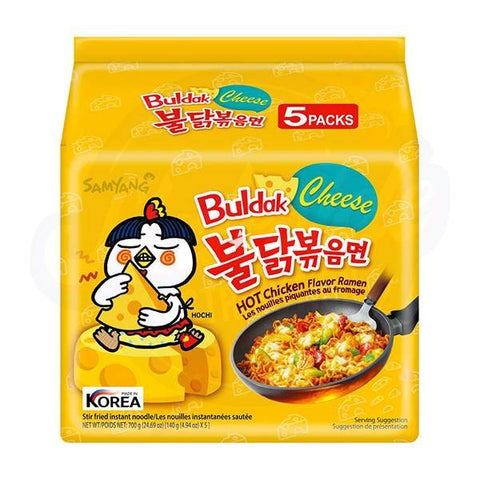 Samyang Hot Chicken Cheese Flavour Ramen Noodles 4.9oz/140g - Pack of 5 x 8 - Stateside Distribution