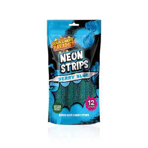 Sour Candy Paradise Neon Strips Berry Blue 130g - Pack of 12 - Stateside Distribution