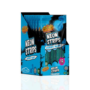 Sour Candy Paradise Neon Strips Berry Blue 130g - Pack of 12 - Stateside Distribution