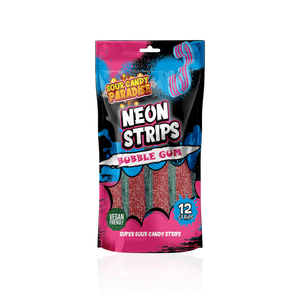 Sour Candy Paradise Neon Strips Bubblegum 130g - Pack of 12 - Stateside Distribution