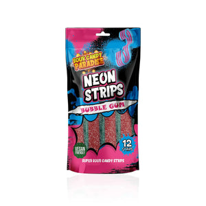 Sour Candy Paradise Neon Strips Bubblegum 130g - Pack of 12 - Stateside Distribution