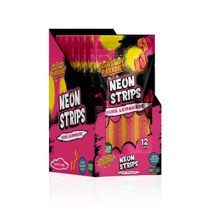 Sour Candy Paradise Neon Strips Pink Lemonade 130g - Pack of 12 - Stateside Distribution