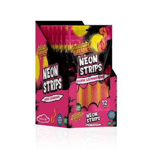 Sour Candy Paradise Neon Strips Pink Lemonade 130g - Pack of 12 - Stateside Distribution
