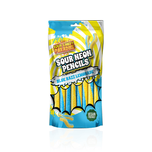 Sour Candy Paradise Sour Neon Pencils Blue Razz Lemonade 130g - Pack of 12 - Stateside Distribution