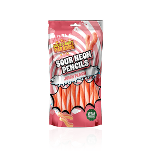 Sour Candy Paradise Sour Neon Pencils Juicy Peach 130g - Pack of 12 - Stateside Distribution