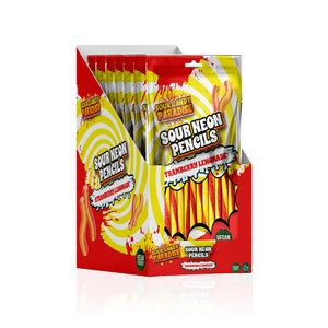 Sour Candy Paradise Sour Neon Pencils Strawberry Lemonade 130g - Pack of 12 - Stateside Distribution
