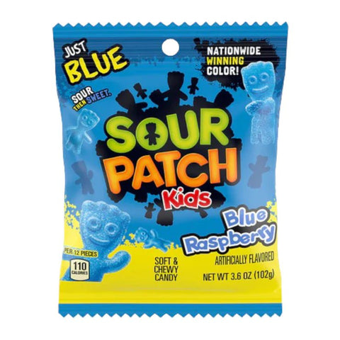 Sour Patch Kids Blue Raspberry Peg Bag 3.6oz/102g - Pack of 12 - Stateside Distribution